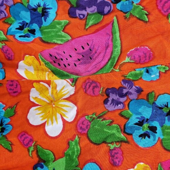 Vintage Tropical Watermelon Floral Print Mini Dress - Picture 6 of 7